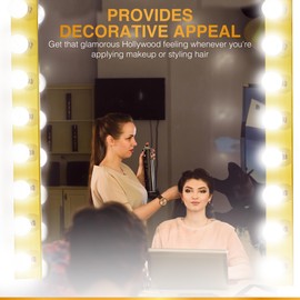 DYSMIO Lighting Eight Light Vanity Strip - Hollywood Style Mirror Fixture with Gold Plates – Salon-Grade Accessories for Bedroom, Bathroom, Dressing Room, Makeup Studio - 48 x 4.25 Inches