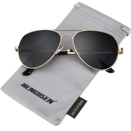 Upgraded Aviator Sunglasses for Men and Women Police Polarized Sun glasses Gradient Lens Military Pilot Style with UV 400 Protection (Gold/Grey)