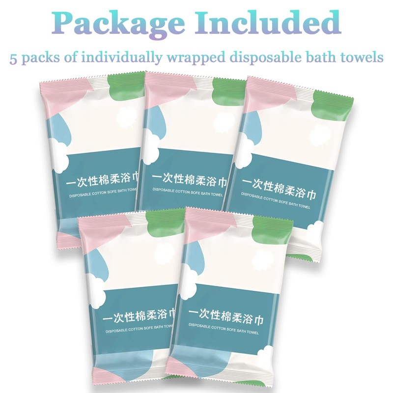Biubumtu 5 Pack Disposable Bath Towels, 55''X27.5'' Large Durable Portable