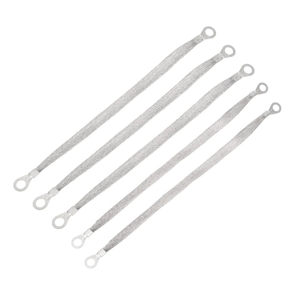 sourcing map 5Pcs Braided Ground Strap 10" x 0.4", 12"