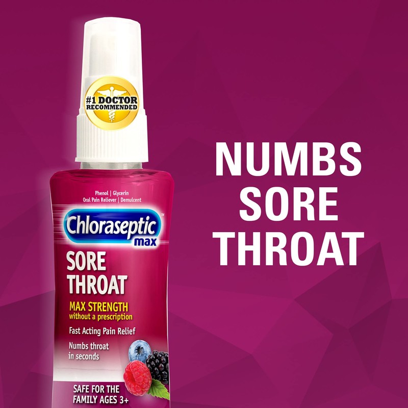 Chloraseptic Max Strength Sore Throat Spray, Wild Berries Flavor, 4.0