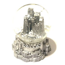 Generic Dallas Texas Mini Souvenir Snow Globe Pewter Design Dallas Skyline 2.5 Inches Tall, 620177