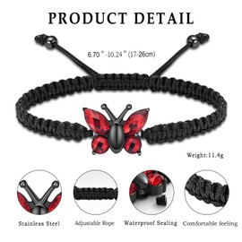 Cremation Jewelry Butterfly Urn Bracelet for Human Ashes for Women Adjustable Memorial Keepsake Rope Bracelet