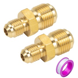 Breezliy 2 PCS Brass Tube Coupler Pipe Flare Fitting Union Connector Gas Adapter 3/8" Male Flare x 1/4 Inch Male Flare
