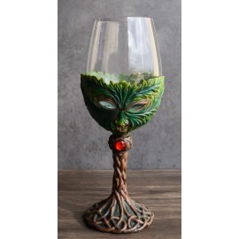 Large Mysterious Forest Tree Spirit Greenman Deity Wine Glass Goblet Chalice Cup