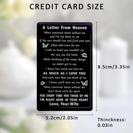 Loss of Your Wife Sympathy Card, Sympathy Card Loss of Wife, Letters to My Wife in Heaven, Wallet Card for Husband (Memorial Wife)