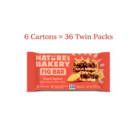 Nature's Bakery Whole Wheat Fig Bars, Peach Apricot, Real Fruit, Vegan, Non-GMO, Snack bar, 6 Count (Pack of 6)