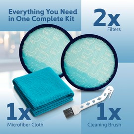 Replacement Filter Compatible with Hoover Wind Tunnel XL Pet Bagless Upright Vacuum 304087001– Fits UH71107, UH71250, UH72625, UH70605 and More – 2 Filters + 1 Cleaning Brush + 1 Microfiber Cloth