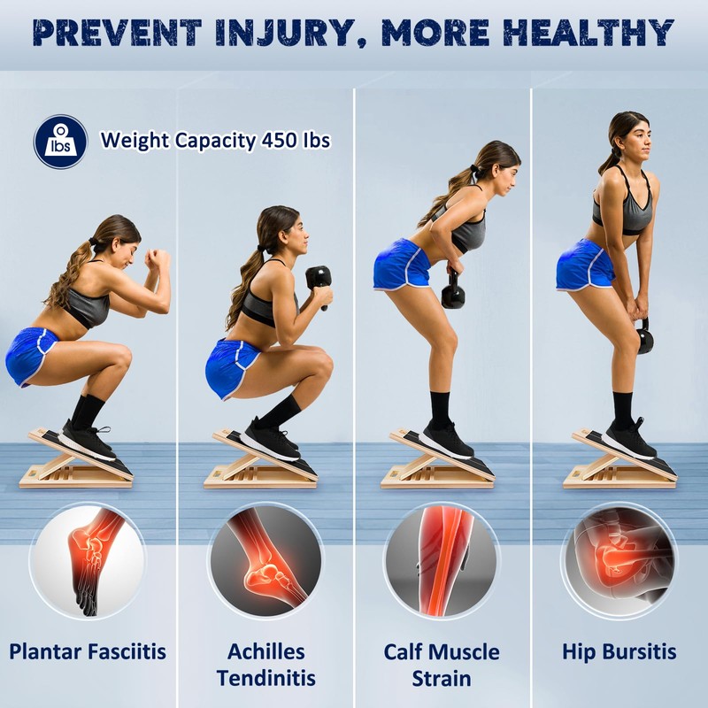 Portable Wooden Slant Board for Calf Stretching Squats Calf Stretcher