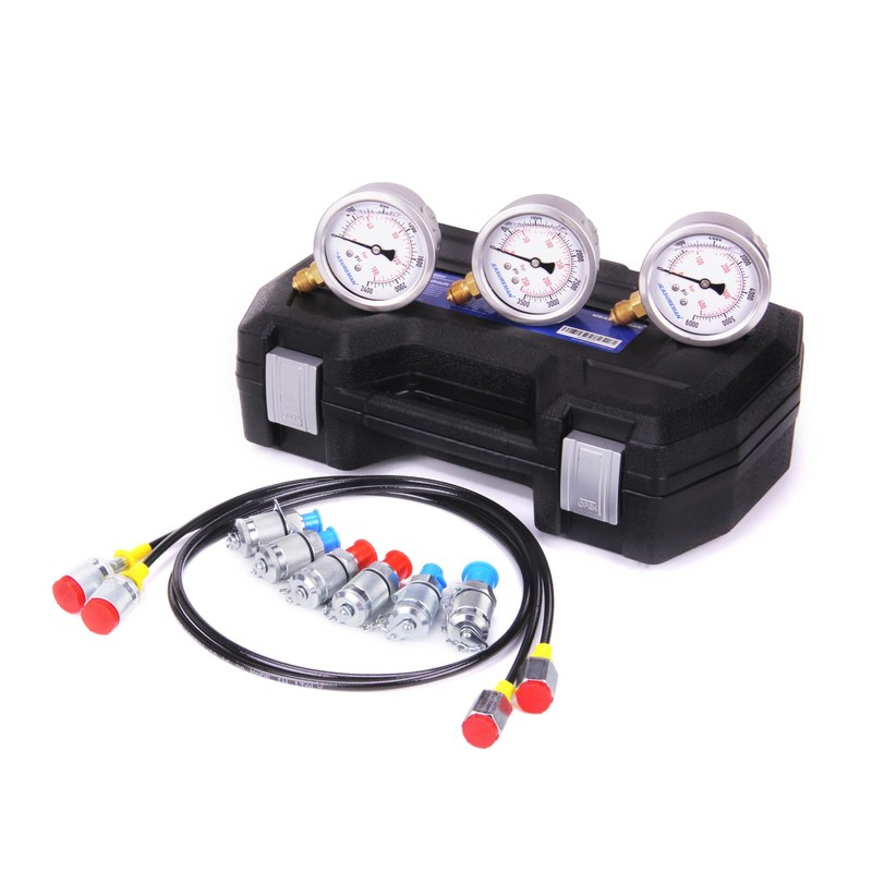 MEASUREMAN Portable Excavator Hydraulic Pressure Test Kit, Includes 3 Pressure