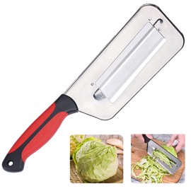 Stainless Steel Vegetable Cutter, Cabbage Shredder, Upgraded Double-Layer Slicer for Sauerkraut, Kitchen Knife with Sharp Blades for Slicing, Grating & Shredding (1 Pcs-Black-Red)