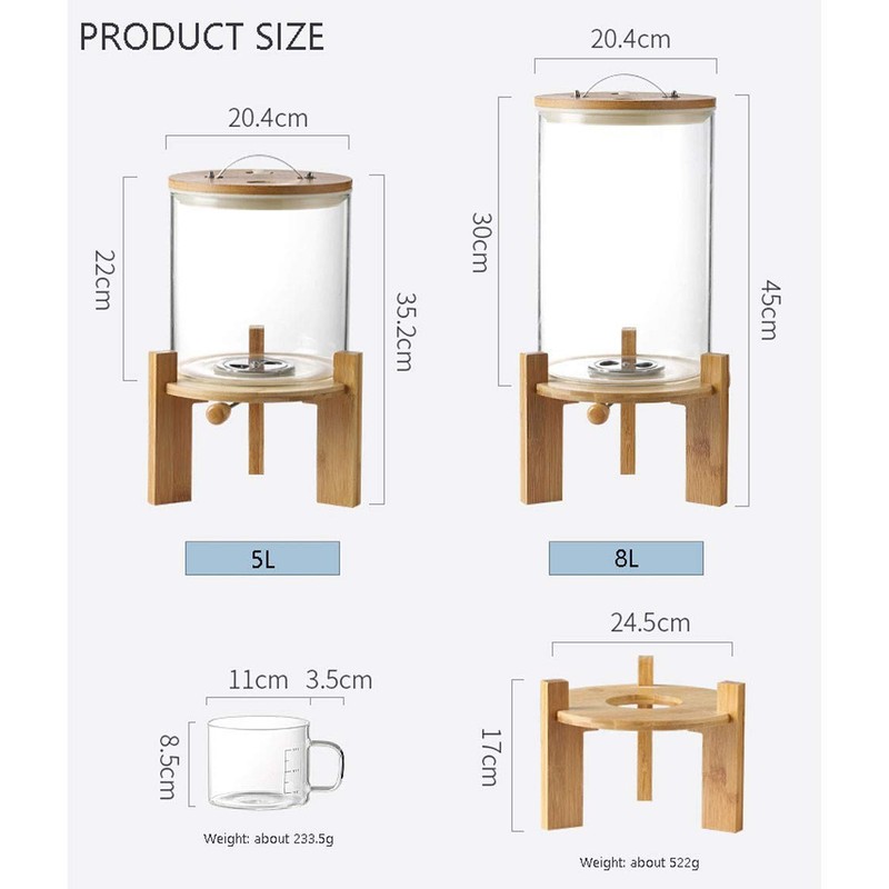 Flour and Cereal Container, 5L/8L, Rice Dispenser, Creative Glass Food
