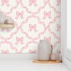Peel & Stick Wallpaper Swatch - Pink Bow,Ribbon Trellis,Pastel Baby