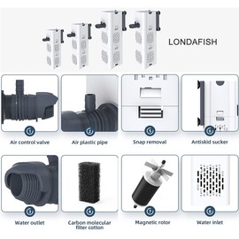 Londafish Aquarium 500-1000L/H Submersible Pump Oxygen Aeration Filter 6-25W Water Pump for Fish Tank (6W 500L/H (134GPH))