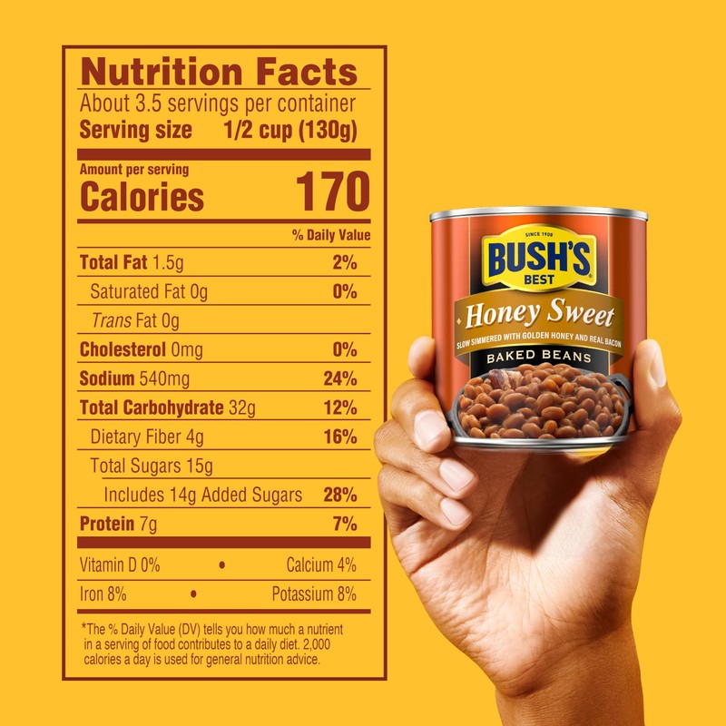 BUSH'S BEST 16 oz Canned Honey Sweet Baked Beans, Source