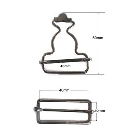 Trimming Shop 40mm Metal Dungaree Buckles with Rectangle Slider Fasteners for Braces, Hand Bags, Jackets, Kids Overalls, DIY Clothing, Pinafore Dresses, Gunmetal, 2pcs