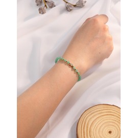 JSDDE Green Aventurine Healing Crystal Bracelet for Women Adjustable 4mm Gemstone Beads Bracelet Crystal Jewellry Birthday Valentines Christmas Gifts for Girlfriend