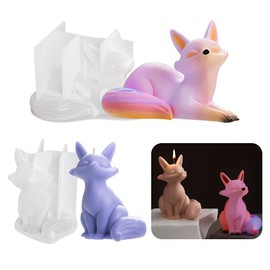 2Pcs Fox Resin Molds Silicone,3D Lifelike Animal Silicone Molds for Epoxy Resin,Silicone Molds for Epoxy Resin Casting,Candle Making,Epoxy Resin Mold for Home Decor Cabinets Ornament Craft