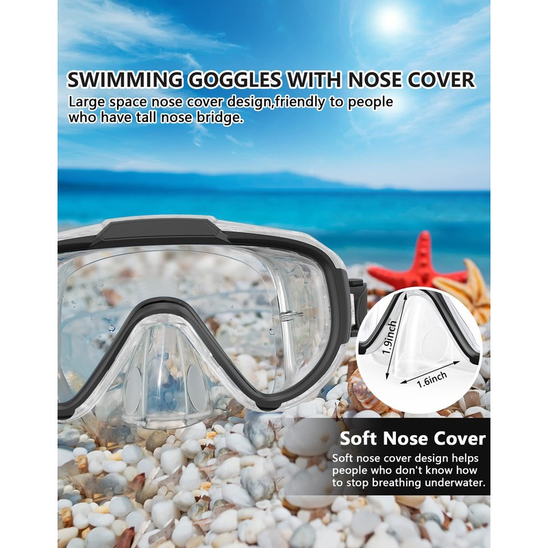 Norabidea Swim Goggles Adult Kids, Anti Fog Swimming Goggles with