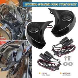 Unbranded Gloss Black Batwing Speaker Pods Tweeter Kit For Harley Electra Tri Street Glide