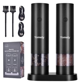 Electric Salt and Pepper Grinder Set-Rechargeable Salt and Pepper Mill Set All in One, Automatic Refillable Adjustable Coarseness Ceramic Grinder, Salt and Pepper Shakers for Kitchen Appliances