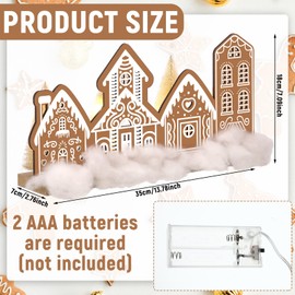 Christmas Wood Tabletop Decoration with LED Lighted Xmas Village Set Farmhouse Indoor Settings Christmas Tree Signs for Home Centerpiece Xmas Party Holiday Decorations(Gingerbread House)