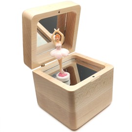 falado 18 Note Wind Up Solid Wood Ballerina Girl Music Box, for Christmas/Birthday/Valentine's Day/Mother's Day, Tune of You are My Sunshine. (Maple Wood)