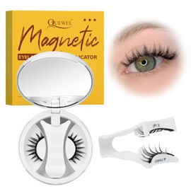 QUEWEL Magnetic Eyelashes Natural Look, Portable Magnetic Eyelashes with Applicator, Improved Eyelashes Magnetic, More Comfortable and Matching to Wear, Easy to Apply and Remove (NZ-H)