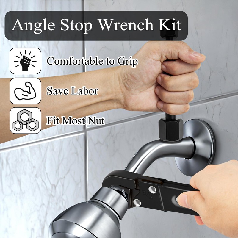 Ponpon Angle Stop Wrench Kit, Plumbing Tools, Angle-on Plumber Wrench