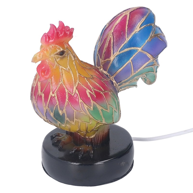 Stained Resin Rooster Table Lamp Night Light LED Animal Night