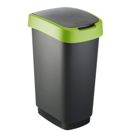 CURVER Flip Bin 10 L Silver/Green 18.9 x 23.5 x 35 cm
