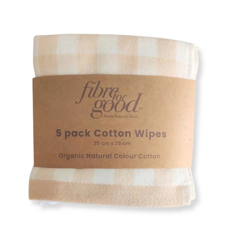 Fibre For Good Cotton Reusable Wipes 5pk, Natural