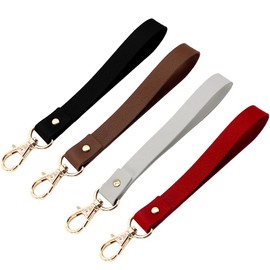 PAMIR TONG 4pcs PU Faux Leather Wristlet Strap for Key, Hand Wrist Lanyard Key Chain Holder for Wallet Purse Clutch Cellphone (4 Straps)