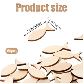 50 PCS Wooden Fish Cut Outs, Unfinished Wood Fish Cutouts Blank Wooden Fishes for Crafts Mini Sea Animal Shape Wood Slices Pieces for DIY Embellishment Painting Summer Ocean Nautical Theme Decoration