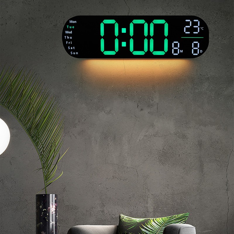 Digital Wall Clock Large Display with Remote Control Auto Brightness