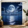 GCTNBJL Blue Oean Full Moon Shower Curtain for Bathroom,70x70(WxH) Inches