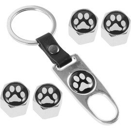 Emblemas 4 Piezas Válvula De Neumático Tapones De Válvulas con Huella De Pata Junta De Tapa De Valvulas Juntas De Tapa De Valvulas Acero Inoxidable De Aluminio Decorar