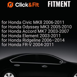 Click&Fit - 2 boquillas de repuesto para Honda Accord 2003-2007, Civic 2006-2011, Odyssey 2005-2010, Element 2003-2011; kit de rociador de limpiaparabrisas, accesorios OE# 76815-SDA-A11