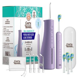 GuruNanda Lion & Lamb Kit 2.0, Electric Toothbrush with Water Flosser Combo, 4 Jet Tips, 4 Brush Heads & IPX7 Waterproof Design for Complete Oral Care:_Lavender