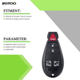 SCITOO Keyless Entry Remote 1X 5 Buttons fit for 2008 for Dodge for Magnum for Challenger SRT8/ 08-2010 for Dodge for Journey for Charger/ 09-2012 for Dodge for Challenger M3N5WY783X IYZ-C01C