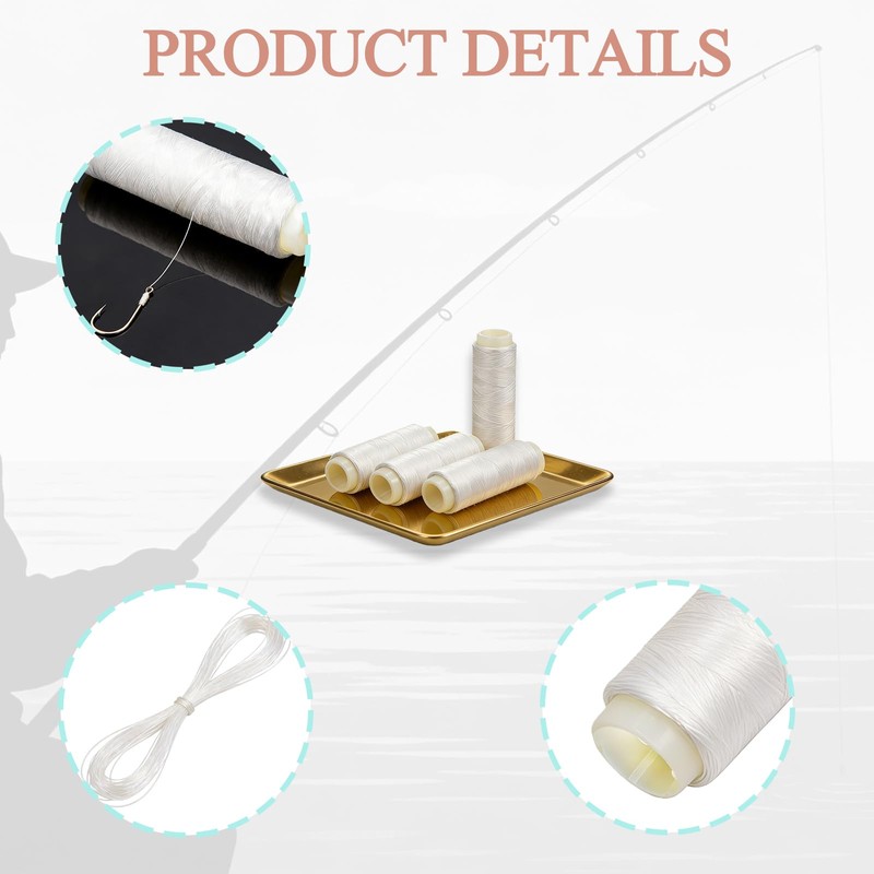 4 Rolls Elastic Sea Fishing Line Clear, Strong invisible thread