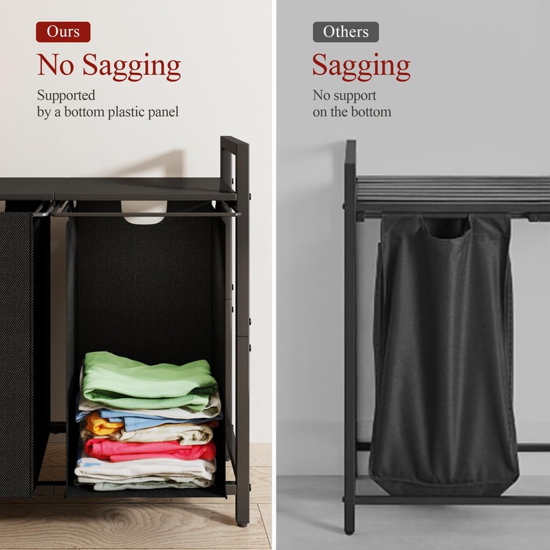 Kitstorack Laundry Basket Organizer, Laundry Hamper with Shelf & 2