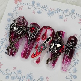 Halloween Horror Homemade Nail Tips - Water Drops / 할로윈 호러 수제네일팁 - 물방울