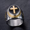 JAJAFOOK Jewelry Silver Stainless Steel Christian Holy Cross Ring for
