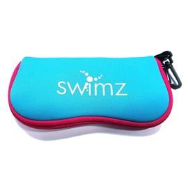 Swimz Soft Neoprene Swimming Goggle Pouch - Soft Swimming Goggle Case (Blue/Pink/White)