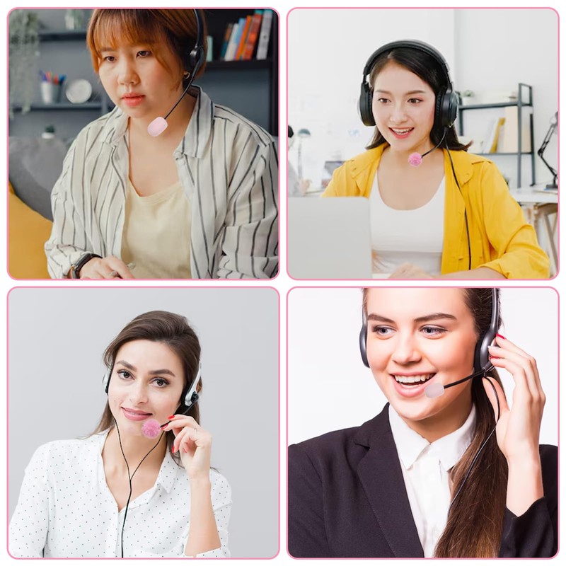 4 Pieces Mini Pink Microphone Windscreen, High-Density Headset Foam Mic