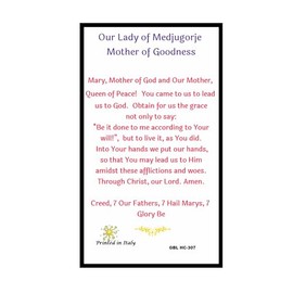 Gifts by Lulee, LLC Our Lady of Medjugorje Mother of Goodness Love and Mercy Blessed Laminated Italian Holy Card with Gold Accents