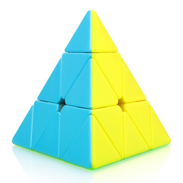 Pyraminx Stickerless,Speed Magic Cube 3x3 Magic Cube Triangle Pyramid Puzzle Twist Travel Toys for Gift, Stocking Filler or Kids & Adults