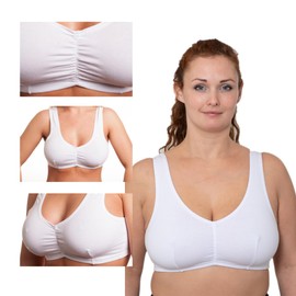Vitality Care Womens Comfort Soft Cotton Pull On Stretch Lycra Sleep Yoga Plus Size Bra UK White