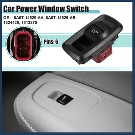 INFINAUTO Power Window Switch, Right Passenger Side Window Control Switch No.8A6T-14529-AA/8A6T-14529-AB/1624429/1513275 for Ford Fiesta Mk6 Hatchback 2008-2013 Black, 1 Pc